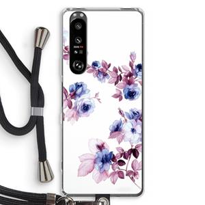 CaseCompany Waterverf bloemen: Sony Xperia 1 III Transparant Hoesje met koord