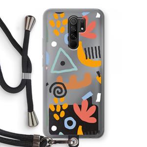 CaseCompany Abstract: Xiaomi Redmi 9 Transparant Hoesje met koord