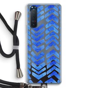 CaseCompany Blauwe pijlen: Sony Xperia 5 II Transparant Hoesje met koord