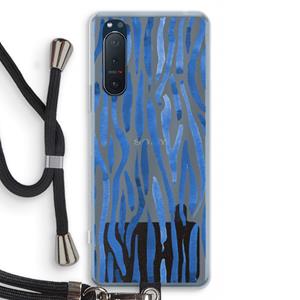 CaseCompany Blauwe nerven: Sony Xperia 5 II Transparant Hoesje met koord