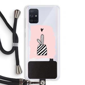 CaseCompany Zwart-wit cactus: Samsung Galaxy A71 Transparant Hoesje met koord