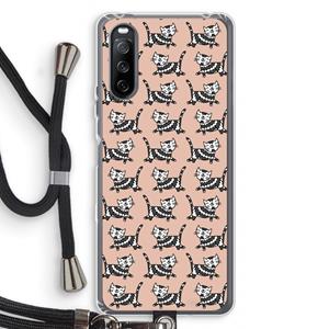 CaseCompany Zwarte poes: Sony Sony Xperia 10 III Transparant Hoesje met koord