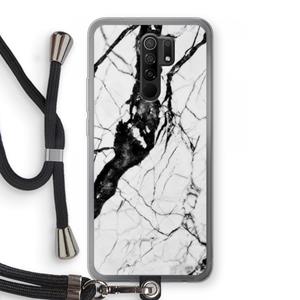CaseCompany Witte marmer 2: Xiaomi Redmi 9 Transparant Hoesje met koord