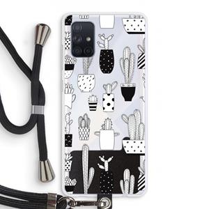CaseCompany Cactusmotief: Samsung Galaxy A71 Transparant Hoesje met koord