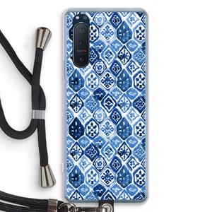CaseCompany Blauw motief: Sony Xperia 5 II Transparant Hoesje met koord