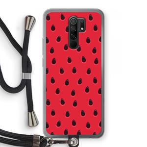 CaseCompany Watermelon: Xiaomi Redmi 9 Transparant Hoesje met koord