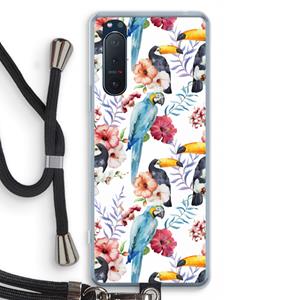 CaseCompany Bloemen tukan: Sony Xperia 5 II Transparant Hoesje met koord