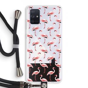 CaseCompany Flamingoprint groen: Samsung Galaxy A71 Transparant Hoesje met koord