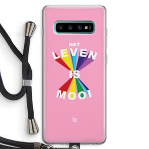 CaseCompany Het Leven Is Mooi: Samsung Galaxy S10 Plus Transparant Hoesje met koord