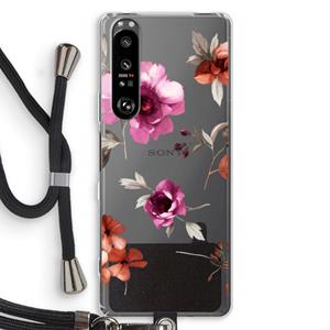 CaseCompany Geschilderde bloemen: Sony Xperia 1 III Transparant Hoesje met koord