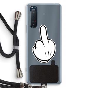 CaseCompany Middle finger black: Sony Xperia 5 II Transparant Hoesje met koord
