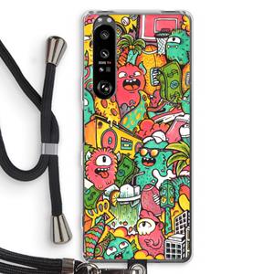 CaseCompany Vexx City: Sony Xperia 1 III Transparant Hoesje met koord