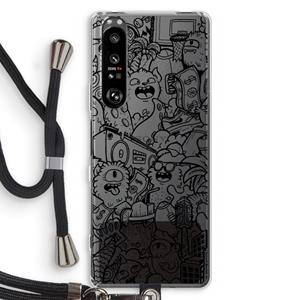 CaseCompany Vexx Black City : Sony Xperia 1 III Transparant Hoesje met koord