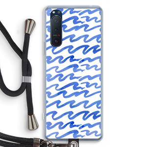 CaseCompany Blauwe golven: Sony Xperia 5 II Transparant Hoesje met koord