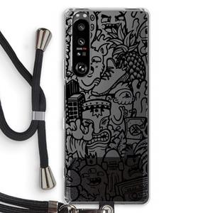 CaseCompany Vexx Black Mixtape: Sony Xperia 1 III Transparant Hoesje met koord