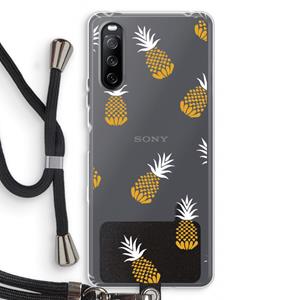 CaseCompany Ananasjes: Sony Sony Xperia 10 III Transparant Hoesje met koord