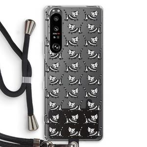 CaseCompany Zwarte poes: Sony Xperia 1 III Transparant Hoesje met koord