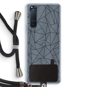 CaseCompany Geometrische lijnen zwart: Sony Xperia 5 II Transparant Hoesje met koord