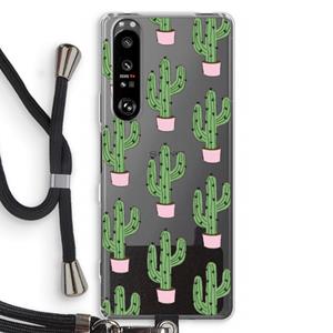 CaseCompany Cactus Lover: Sony Xperia 1 III Transparant Hoesje met koord
