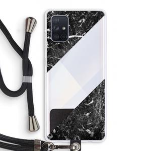 CaseCompany Zwart marmer: Samsung Galaxy A71 Transparant Hoesje met koord