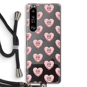 CaseCompany Chicks before dicks: Sony Xperia 1 III Transparant Hoesje met koord
