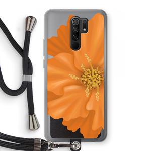 CaseCompany Orange Ellila flower: Xiaomi Redmi 9 Transparant Hoesje met koord
