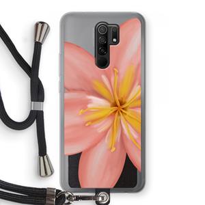 CaseCompany Pink Ellila Flower: Xiaomi Redmi 9 Transparant Hoesje met koord
