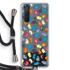 CaseCompany Kleurrijke katten: Sony Xperia 5 II Transparant Hoesje met koord