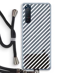 CaseCompany Strepen zwart-wit: Sony Xperia 5 II Transparant Hoesje met koord