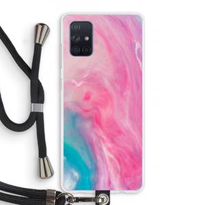 CaseCompany Roze explosie: Samsung Galaxy A71 Transparant Hoesje met koord