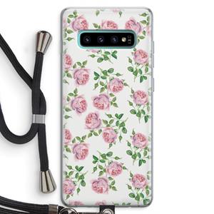 CaseCompany Kleine roosjes: Samsung Galaxy S10 Plus Transparant Hoesje met koord