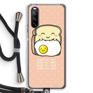 CaseCompany Sleep All Day: Sony Sony Xperia 10 III Transparant Hoesje met koord
