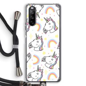 CaseCompany Rainbow Unicorn: Sony Sony Xperia 10 III Transparant Hoesje met koord