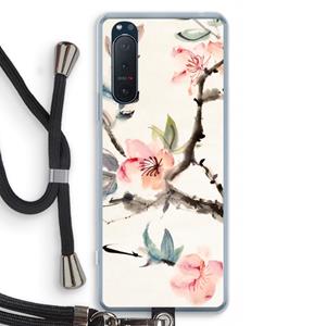 CaseCompany Japanse bloemen: Sony Xperia 5 II Transparant Hoesje met koord