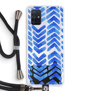 CaseCompany Blauwe pijlen: Samsung Galaxy A71 Transparant Hoesje met koord