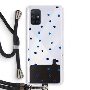 CaseCompany Blauwe stippen: Samsung Galaxy A71 Transparant Hoesje met koord