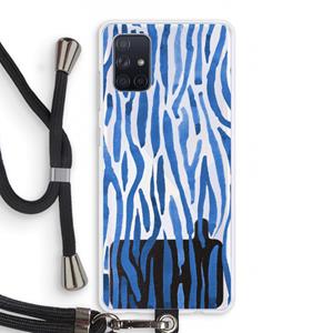 CaseCompany Blauwe nerven: Samsung Galaxy A71 Transparant Hoesje met koord