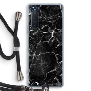 CaseCompany Zwart Marmer 2: Sony Xperia 5 II Transparant Hoesje met koord