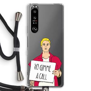 CaseCompany Gimme a call: Sony Xperia 1 III Transparant Hoesje met koord