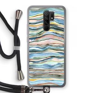 CaseCompany Watercolor Agate: Xiaomi Redmi 9 Transparant Hoesje met koord