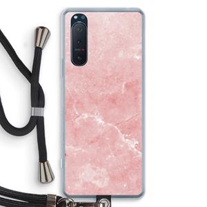 CaseCompany Roze marmer: Sony Xperia 5 II Transparant Hoesje met koord