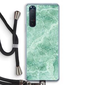 CaseCompany Groen marmer: Sony Xperia 5 II Transparant Hoesje met koord