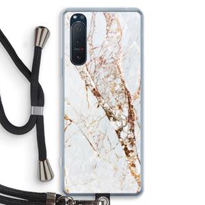CaseCompany Goud marmer: Sony Xperia 5 II Transparant Hoesje met koord