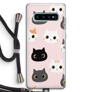 CaseCompany Katten: Samsung Galaxy S10 Plus Transparant Hoesje met koord