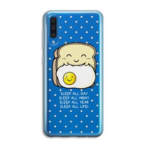 CaseCompany Sleep All Day: Samsung Galaxy A50 Transparant Hoesje
