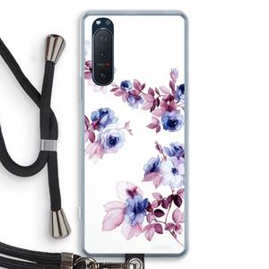 CaseCompany Waterverf bloemen: Sony Xperia 5 II Transparant Hoesje met koord