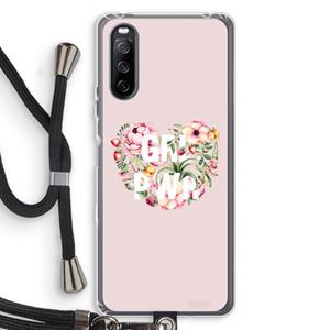 CaseCompany GRL PWR Flower: Sony Sony Xperia 10 III Transparant Hoesje met koord