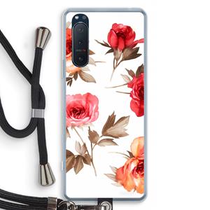 CaseCompany Roosjes: Sony Xperia 5 II Transparant Hoesje met koord