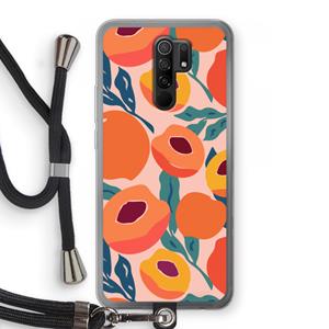 CaseCompany Perzik: Xiaomi Redmi 9 Transparant Hoesje met koord