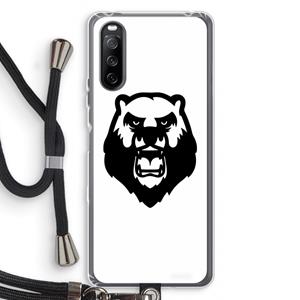 CaseCompany Angry Bear (white): Sony Sony Xperia 10 III Transparant Hoesje met koord